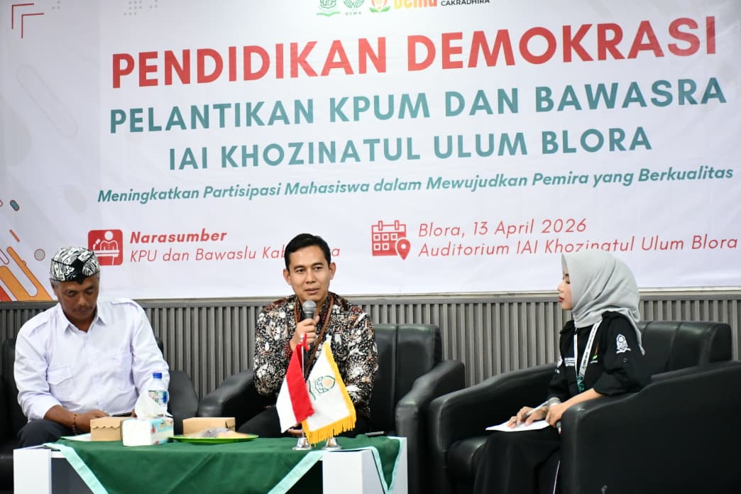 Hadiri Pelantikan KPUM dan Bawasra IAI Khozinatul Ulum, Ketua Bawaslu Blora: Mahasiswa Harus Aktif Dalam Pengawasan