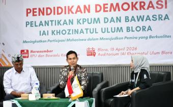 Hadiri Pelantikan KPUM dan Bawasra IAI Khozinatul Ulum, Ketua Bawaslu Blora: Mahasiswa Harus Aktif Dalam Pengawasan